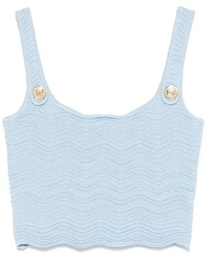 retroféte Aloe Oberteil - Blau