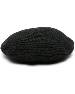 Maison Margiela Chunky-Knit Beret Hat - Black