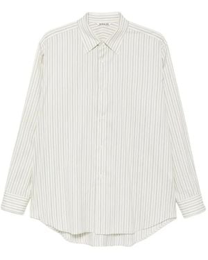 AURALEE Striped Long-Sleeve Shirt - White