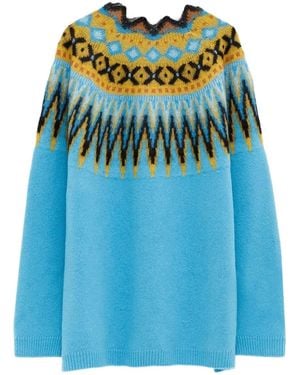 Loewe Fairisle-Pattern Round-Neck Sweater - Blue