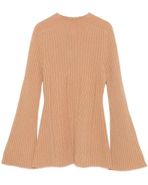 Twinset Ribbed Bell-Sleeve Jumper - Natural