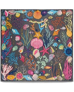 Bimba Y Lola Graphic-Print Scarf - Blue
