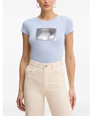 ARMANI EXCHANGE Sequin-Embellished T-Shirt - Blue