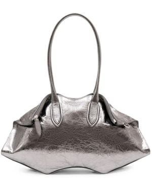 McQueen Manta Leather Shoulder Bag - Grey