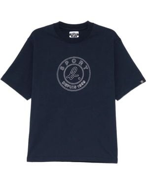 SPORT b. by agnès b. Coin Logo Outline Embroidered T-Shirt - Blue