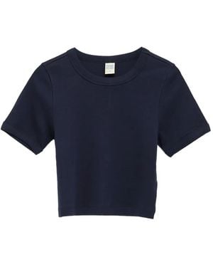 Flore Flore Car ribbed crew-neck crop top - Azul