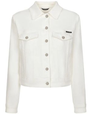 Dolce & Gabbana Logo-Appliqué Denim Jacket - White