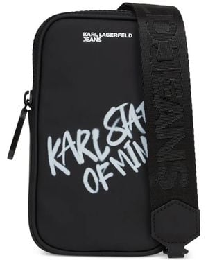 KARL LAGERFELD Logo-Print Zip-Around Phone Pouch - Black