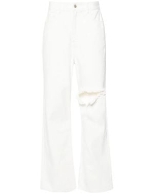 ROKH Vaqueros Anchos De Talle Alto - Blanco