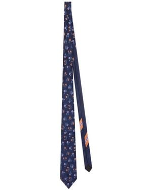 Dries Van Noten Printed Silk Tie - Blue