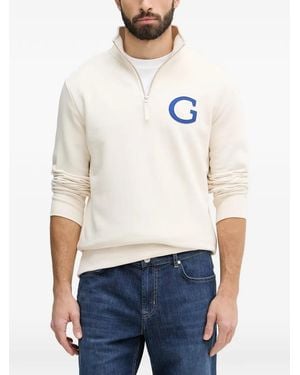 GANT Logo-Patch Half-Zip Sweater - White
