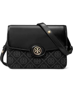 Tory Burch Robinson T Monogram Shoulder Bag - Black