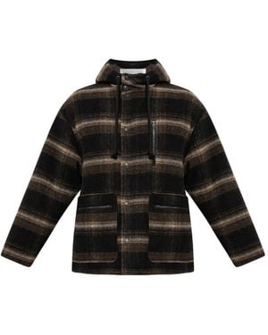 Isabel Marant Kiril Hooded Check Jacket - Black
