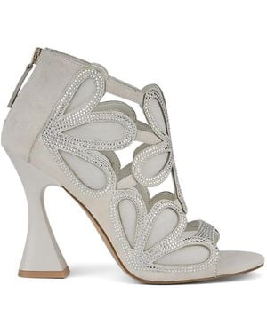 Kat Maconie Crystal-Embellished Cutout Sandals - White