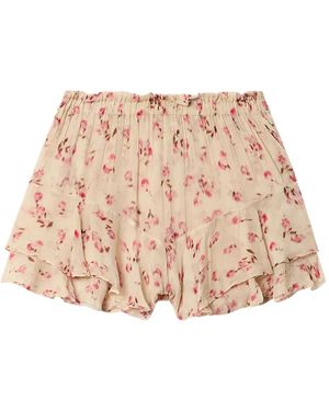 Isabel Marant Sornel Ruffled Floral-Print Shorts - Natural