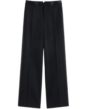 Maison Margiela Satin-Waist Virgin-Wool Tuxedo Pants - Black