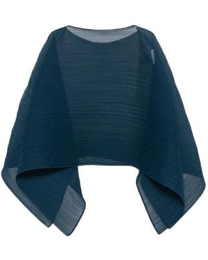 Pleats Please Issey Miyake Poncho Plissettato - Blu