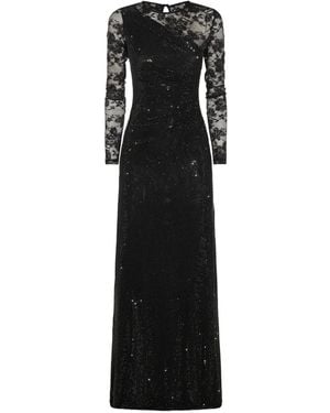 Self-Portrait Rhinestone-Embellished Long-Sleeve Maxi Dress - Black