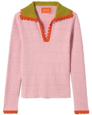 La DoubleJ Jersey tipo polo con bolsillo - Rosa