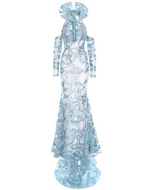 MITILIANE COUTURE Embroidered Maxi Dress - Blue