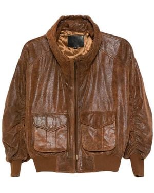 R13 Leather Bomber Jacket - Brown