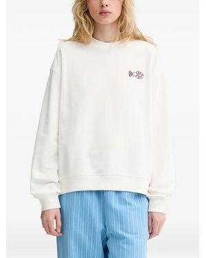 Marc O' Polo Graphic-Print Embroidered-Motif Jumper - White