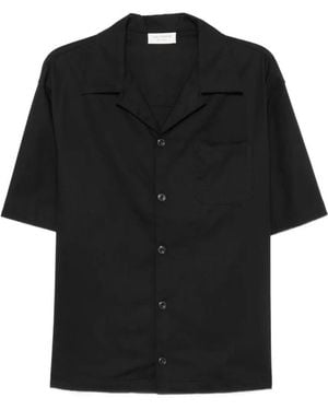 Yes London Camp-Collar Short-Sleeve Shirt - Black