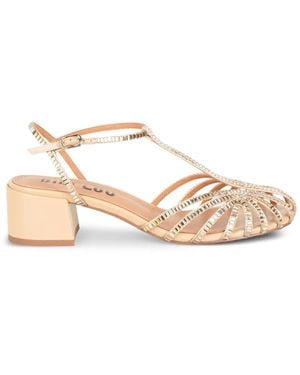 Bibi Lou Serabi Crystal-Embellished Cage Sandals - Natural