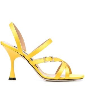 Sergio Rossi Strappy 95Mm Leather Sandals - Metallic
