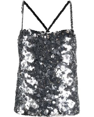 Sonia Rykiel スパンコール スクエアネック トップ - メタリック