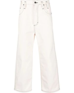 Eckhaus Latta Pantalon Ample À Coupe Courte - Blanc