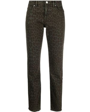 P.A.R.O.S.H. Leopard-Pattern Slim-Fit Cropped Trousers - Grey