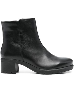 Ara Leather Heeled Boots - Black