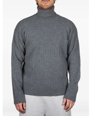 Alpha Studio Gerippter Rollkragenpullover - Grau