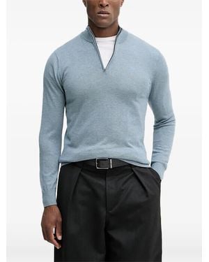 Hackett Pull Zippé À Col Montant - Bleu