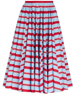 Emilia Wickstead Bayadere-Stripe Pleated Midi Skirt - Red