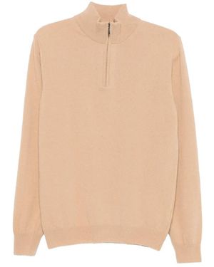 SERGIO MORETTI FIRENZE Half-Zip Jumper - Natural