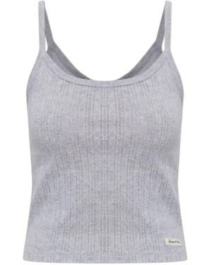 Sporty & Rich Sleveless Scoop-Neck Cotton Blouse - Grey