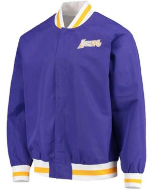 Mitchell & Ness X Nba X Los Angeles Lakers Bomber 75Th Anniversary Con Logo - Blu