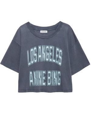 Anine Bing "Johnny" Cropped Tee - Blue