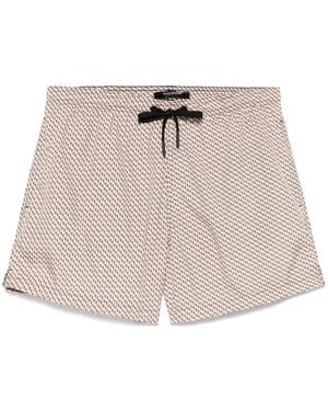 Tagliatore Geometric-Print Swim Shorts - Natural