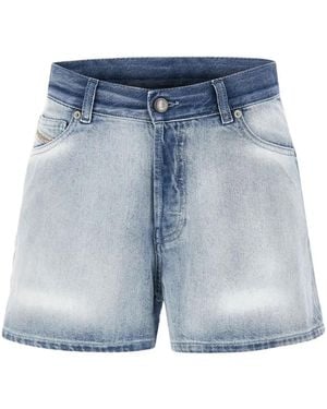 DIESEL De-Helios High Waist Shorts Met Vervaagd Effect - Blauw