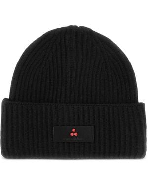 Peuterey Ribbed-Knit Logo Beanie Hat - Black