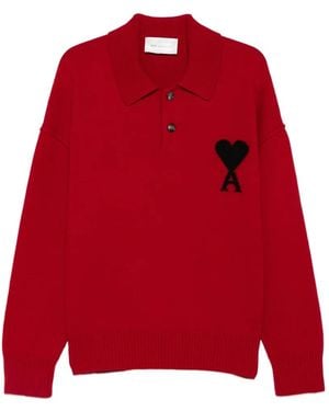 Ami Paris Ami De Coeur Polo Shirt - Red
