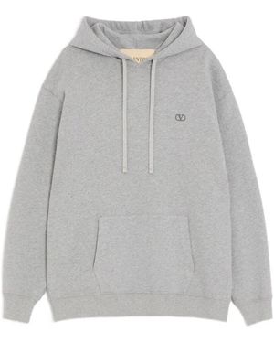 Valentino Garavani Cotton Hoodie With Vlogo Embroidery - Grey