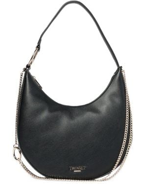 Twinset Chain-Link Ring-Detail Shoulder Bag - Black