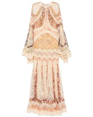 Zimmermann Valiant Floral-Print Lace-Trim Maxi Dress - White