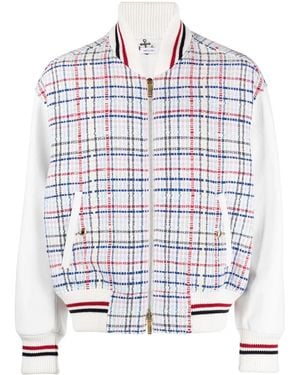 Thom Browne Gingham-Check Bomber Jacket - White
