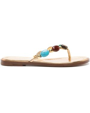 Gianvito Rossi Stone-Detailing Metallic Flip Flop