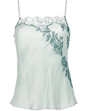 Carine Gilson Lace-Trim Silk Camisole - Blue